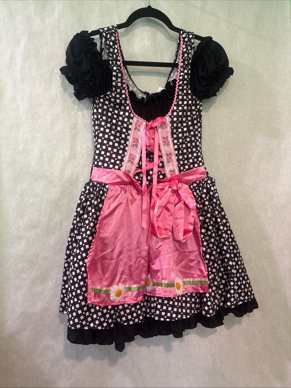 Women’s Pink & Black Dirndl-Style Beer Maid Costume Dress medium Dress Only
